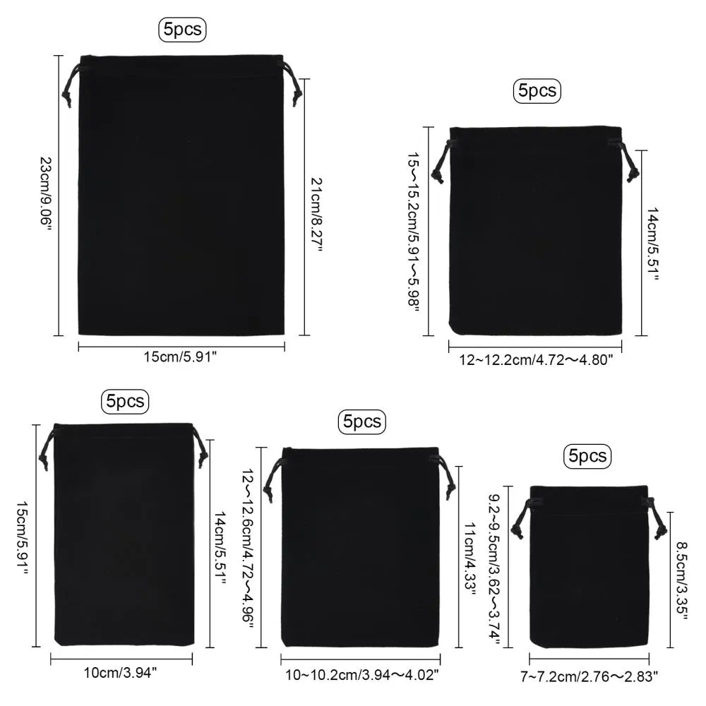 1 Set Elite Rectangle Velvet Pouches, Candy Gift Bags Christmas Party Wedding Favors Bags, Black, 25pcs/set