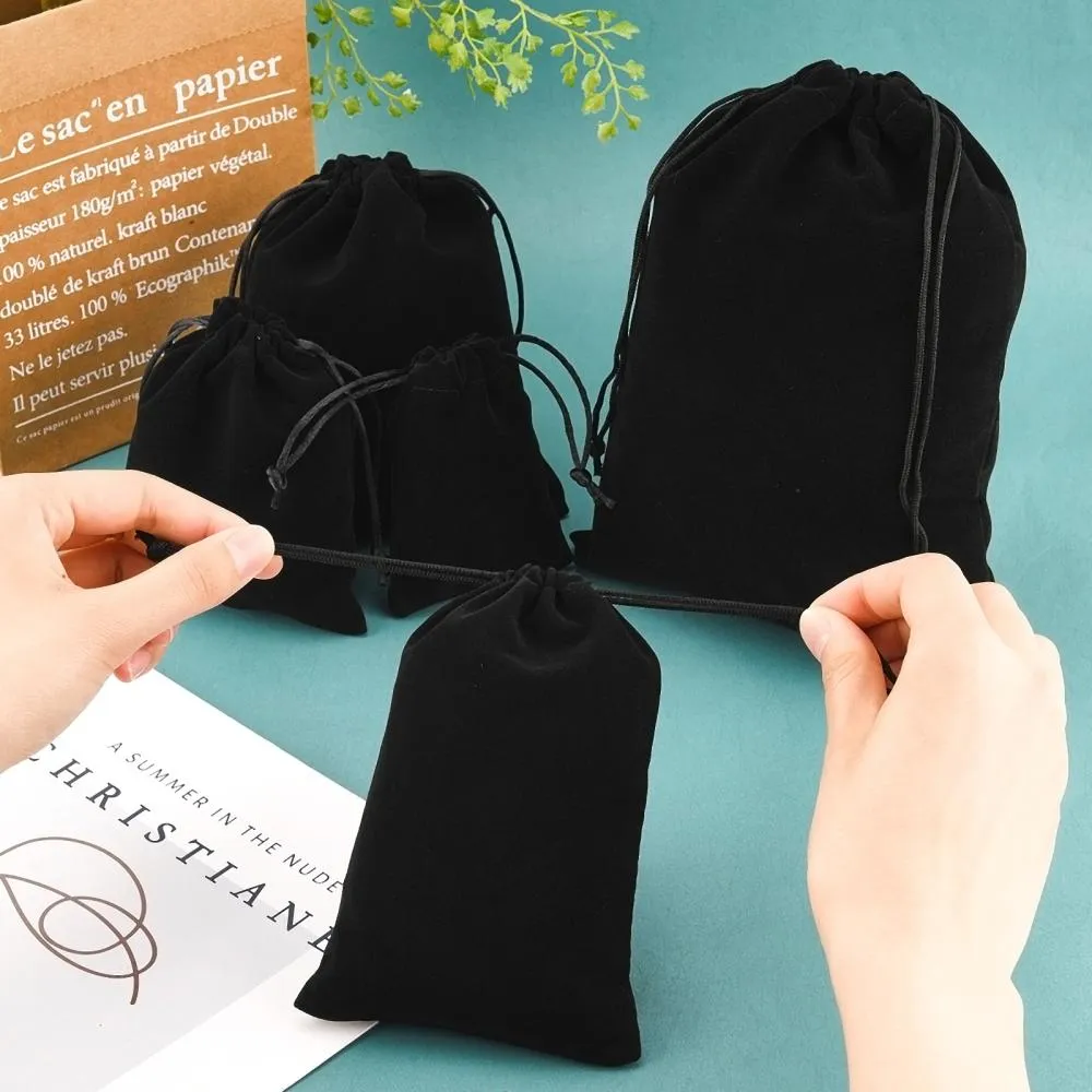 1 Set Elite Rectangle Velvet Pouches, Candy Gift Bags Christmas Party Wedding Favors Bags, Black, 25pcs/set