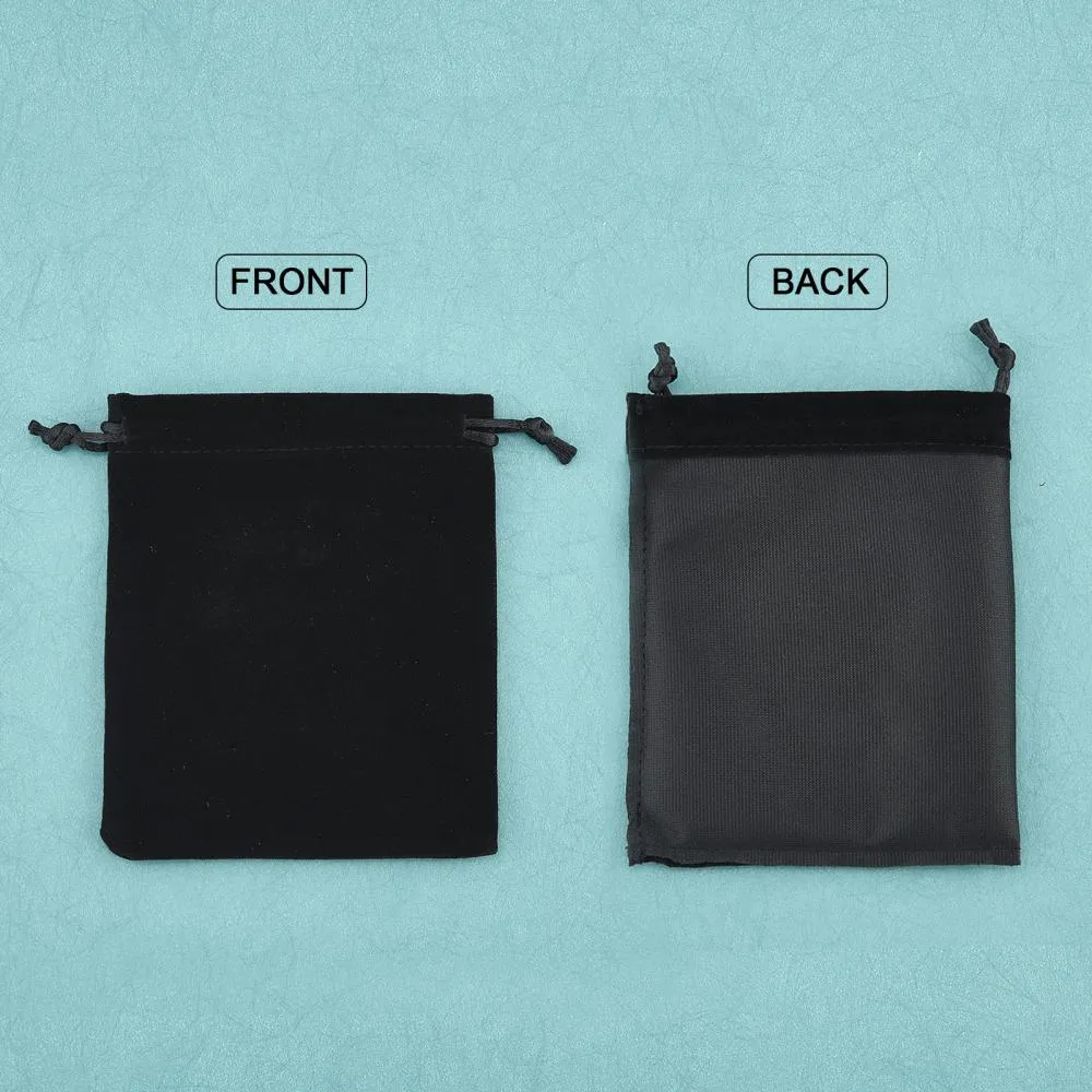 1 Set Elite Rectangle Velvet Pouches, Candy Gift Bags Christmas Party Wedding Favors Bags, Black, 25pcs/set