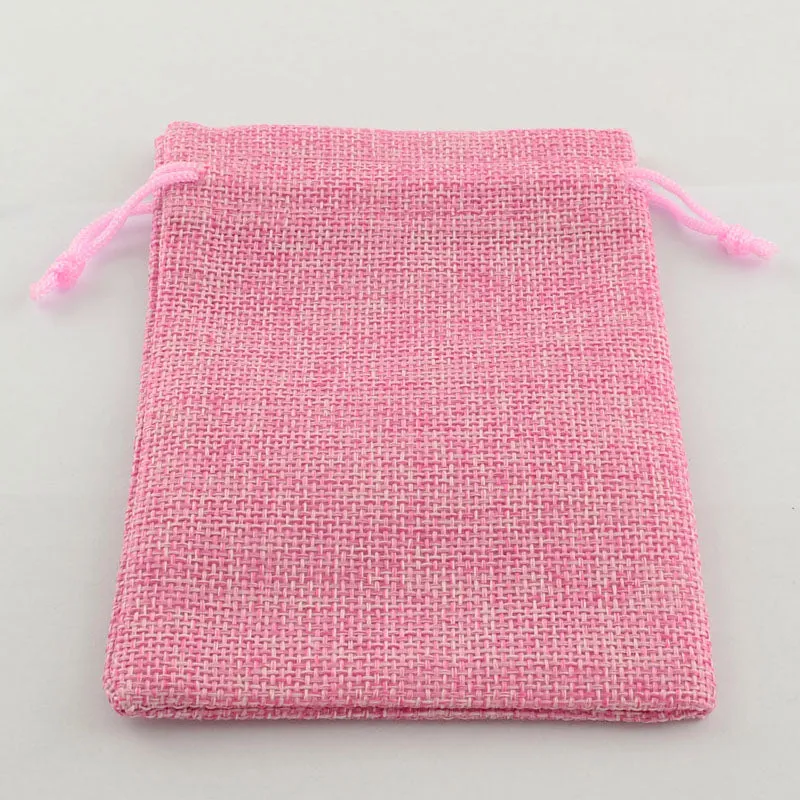 30 pc Polyester Imitation Burlap Packing Pouches Drawstring Bags, Mixed Style, Mixed Color, 13.5x9.5cm