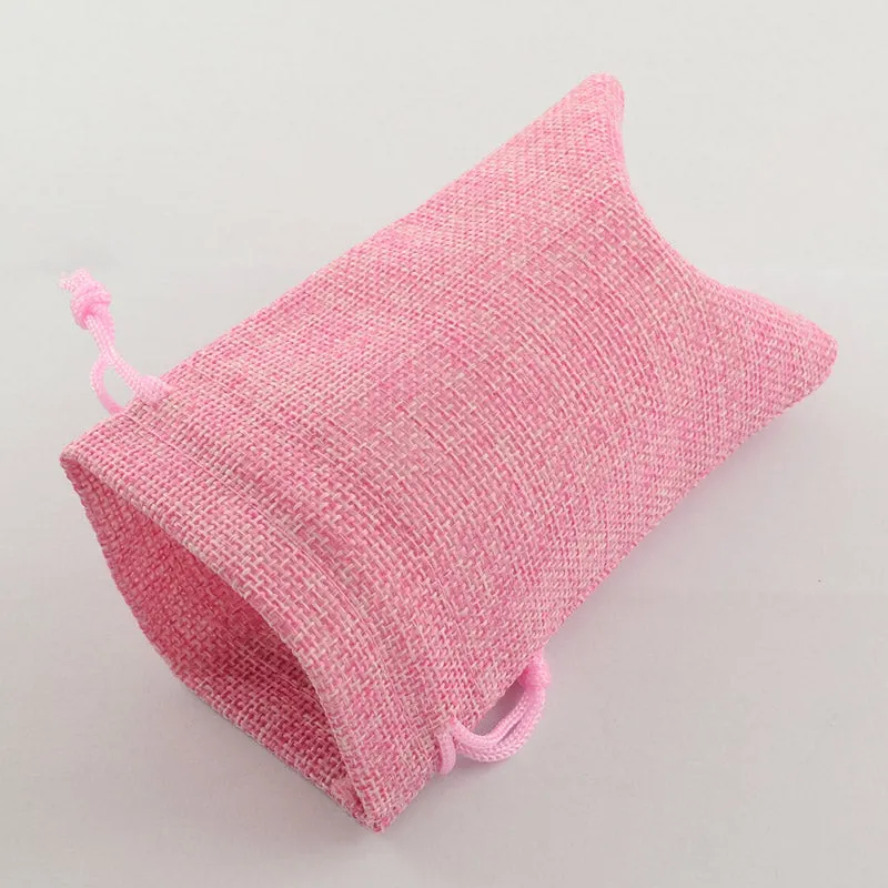 30 pc Polyester Imitation Burlap Packing Pouches Drawstring Bags, Mixed Style, Mixed Color, 13.5x9.5cm