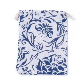 50 pc Burlap Packing Pouches, Drawstring Bags, Steel Blue, 17.3~18.2x13~13.4cm