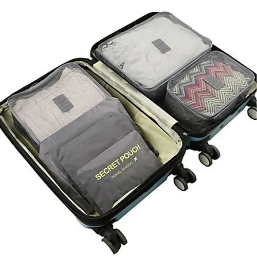 6 Piece Packing Cubes Travel Luggage Organisers