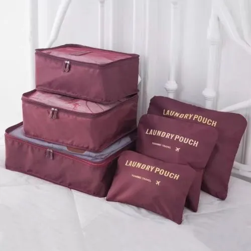 6 Piece Packing Cubes Travel Luggage Organisers