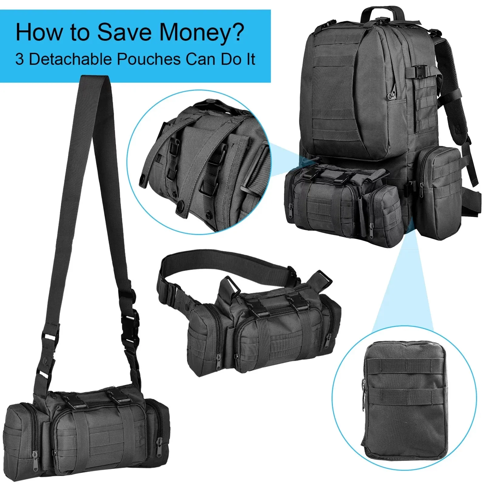 60L Camping Hiking Backpack, Large Multifunction Outdoor Backpack