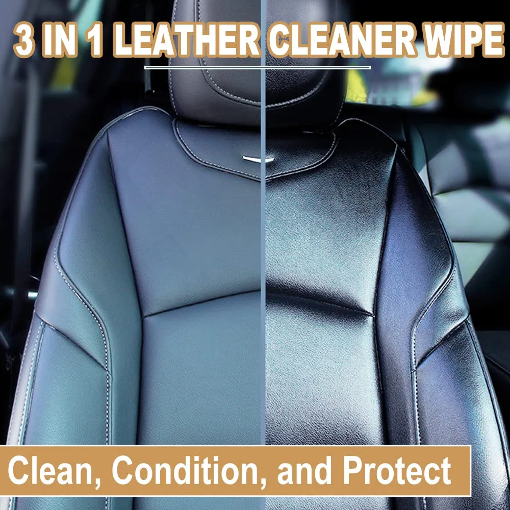 Air Jungles 3in1 Leather Cleaner Wipes 70 Count (Pack of 1), Extra Large 8" x 10" Size Leather Clean Condition Protect Wipes for Vinyl, Apparel Furniture Auto Car Interior Shoes Boots Bags