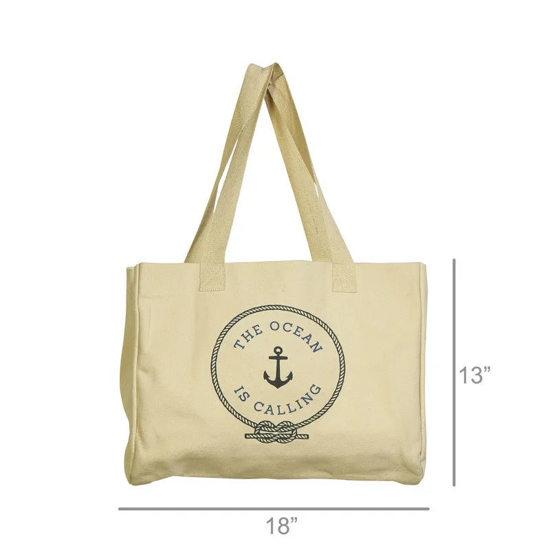 Beach Tote, Canvas - The Ocean Is Calling