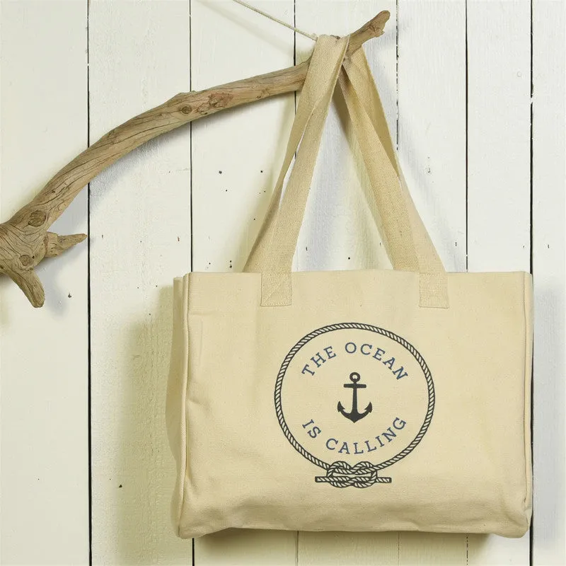 Beach Tote, Canvas - The Ocean Is Calling