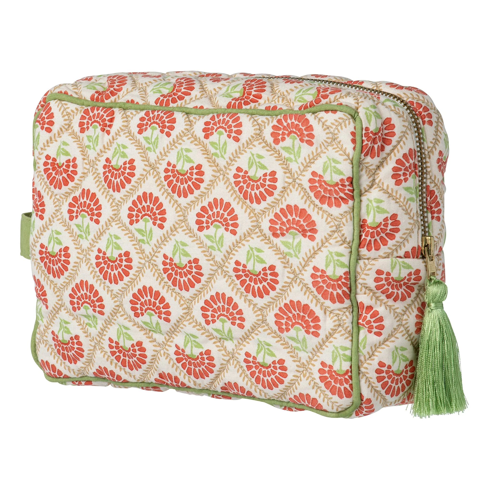 Beauty Bag Carry Coral & Sage
