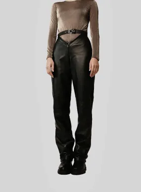 Casual Leather Pants in Graphite Black