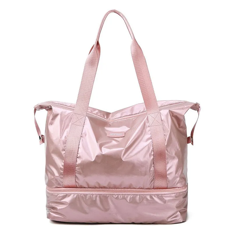 Christmas Gift Fashion Waterproof Travel Duffle Bags for Women Large Capacity Lady Luggage Storage Bag Multifunction Wet Dry Gym Separation Bag