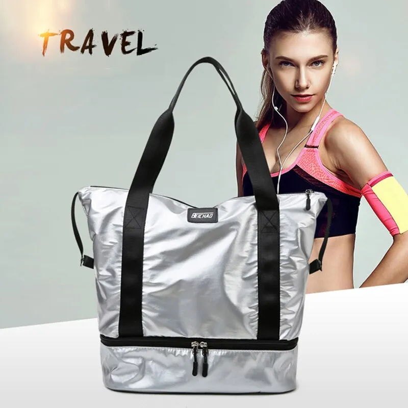 Christmas Gift Fashion Waterproof Travel Duffle Bags for Women Large Capacity Lady Luggage Storage Bag Multifunction Wet Dry Gym Separation Bag