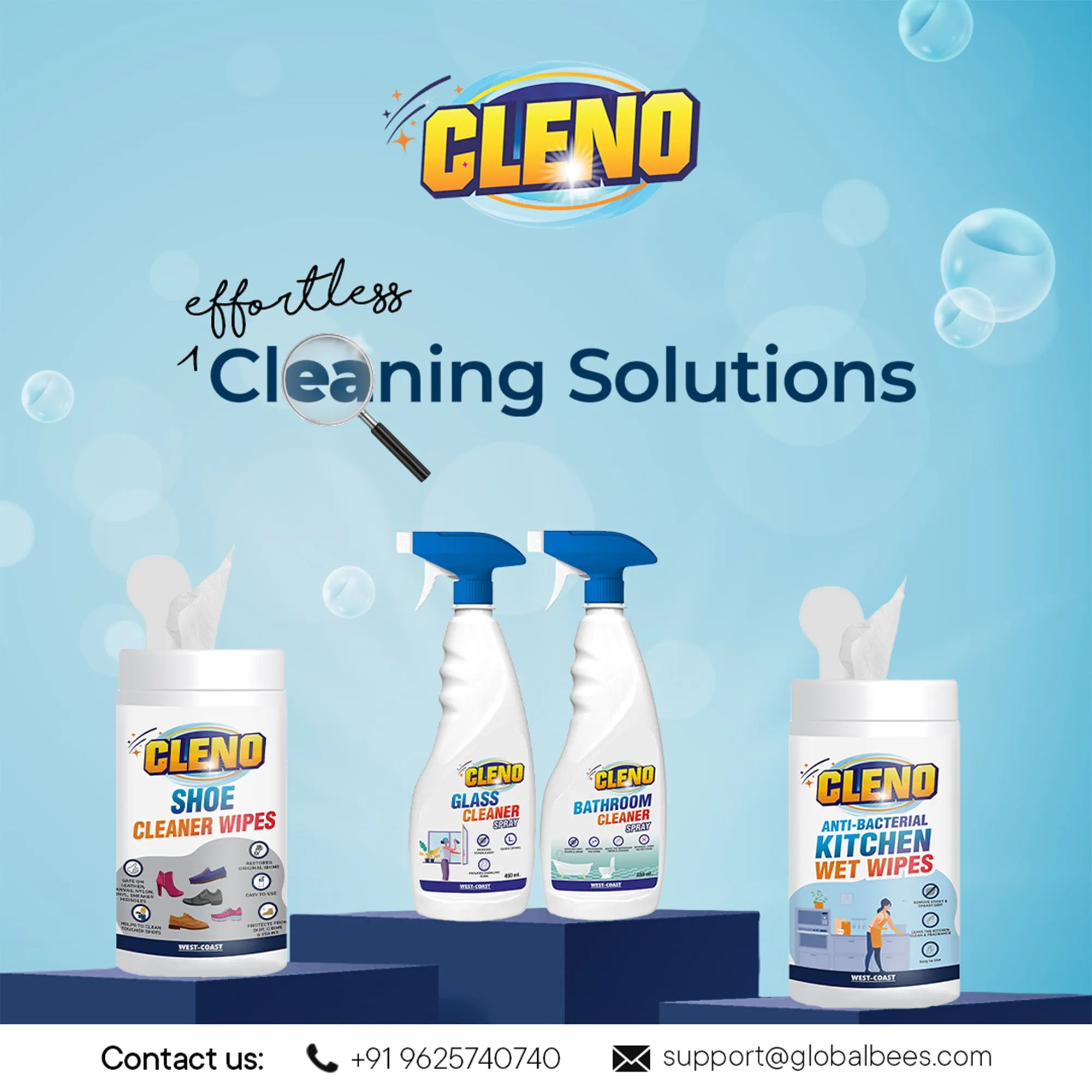 Cleno Conditioning Leather Surface Wet Wipes for Sofas, Bags, Leather Clothes & Interior, Car Seat, Luggage, Briefcases, Shoes, Handbags, Restores Polish and Gives Shine - 50 Wipes (Pack of 2) (Ready to Use)