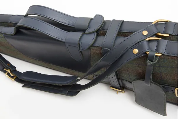 Double Gun Slip in Safari Plaid - Sheepskin Lined in Dark Brown
