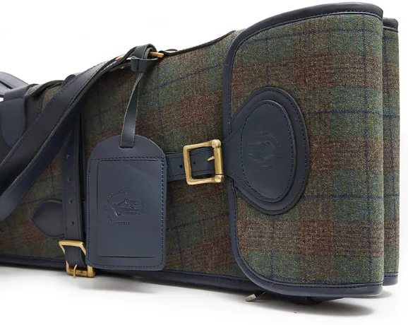 Double Gun Slip in Safari Plaid - Sheepskin Lined in Dark Brown