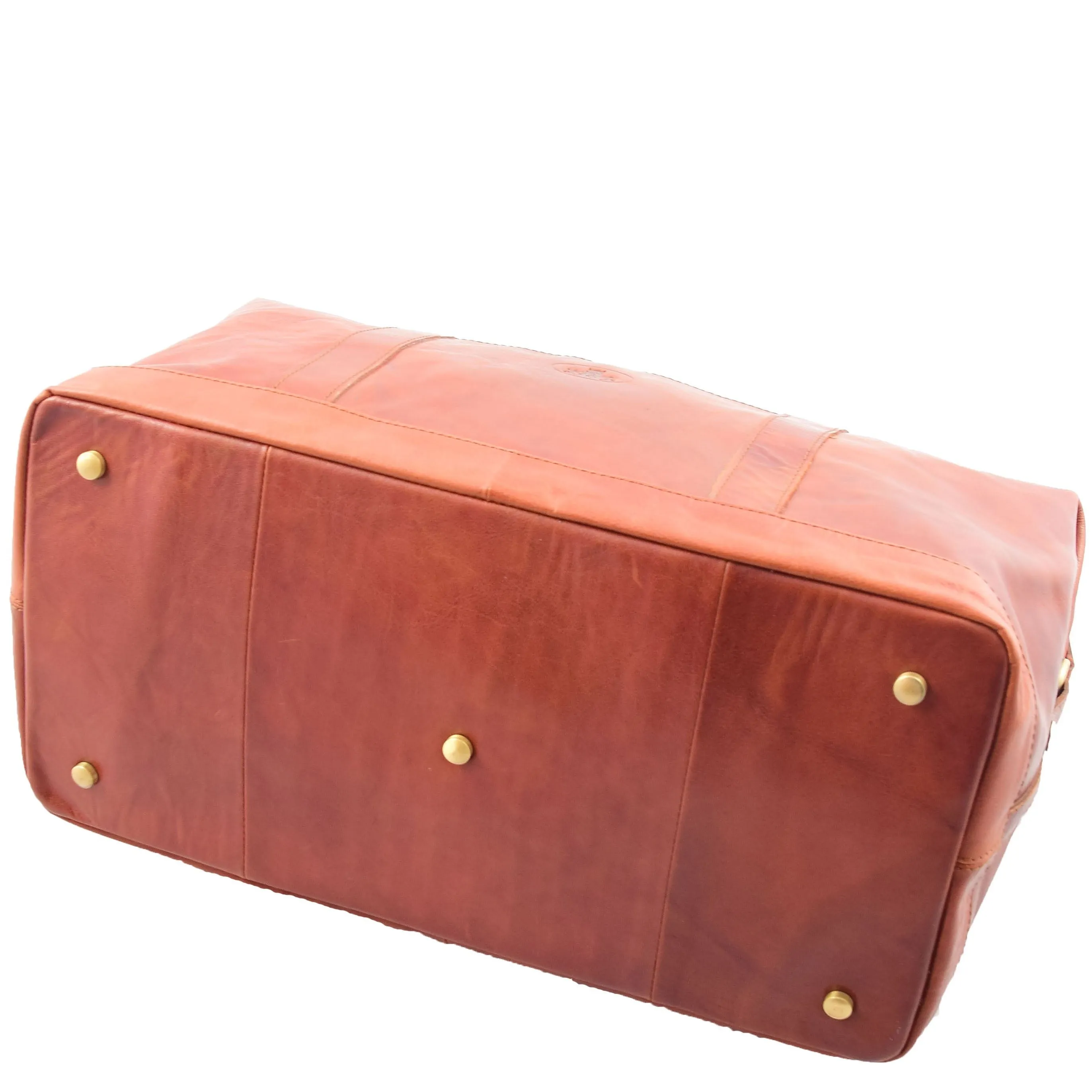 DR606 Genuine Leather Large Size Weekend Duffle Bag Tan