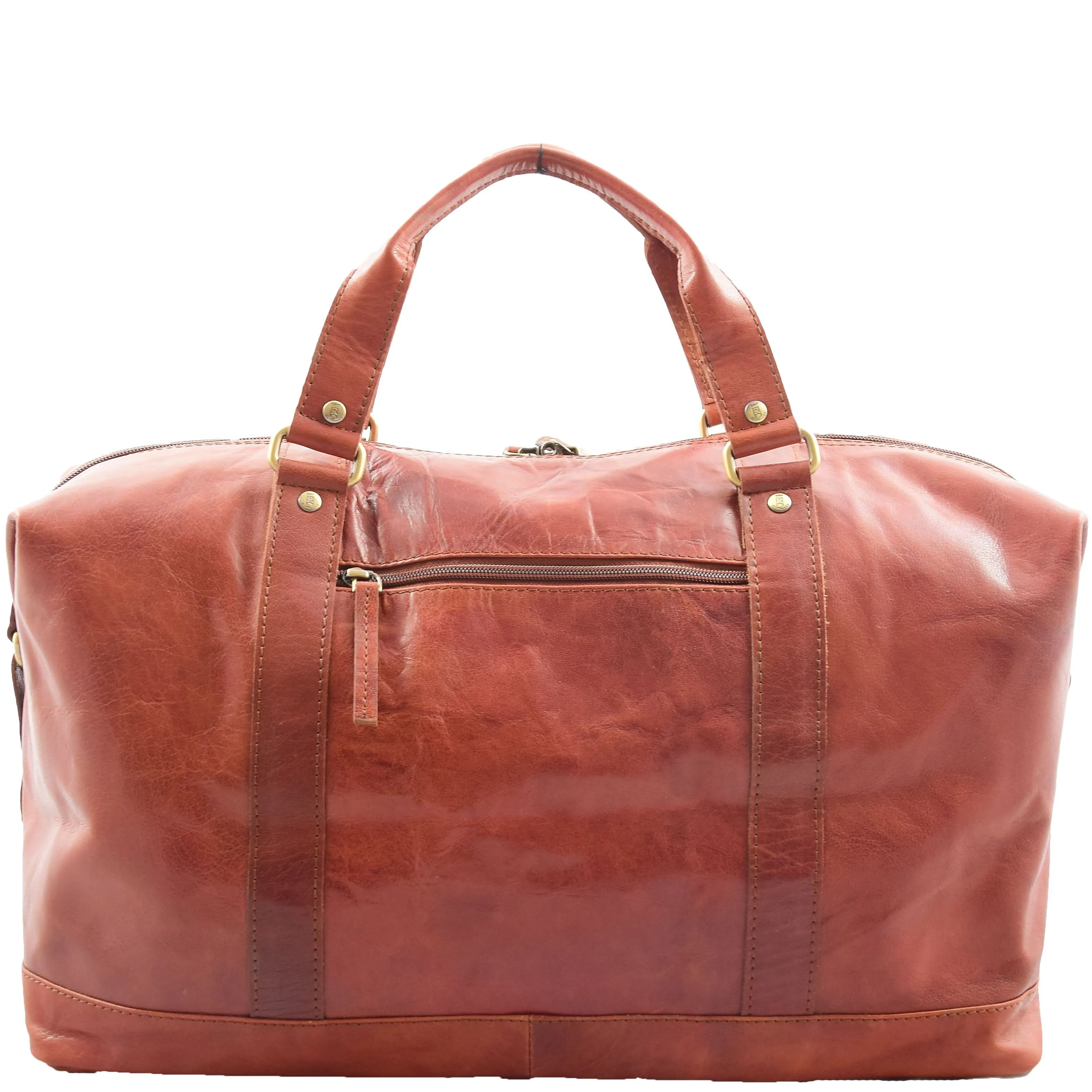 DR606 Genuine Leather Large Size Weekend Duffle Bag Tan