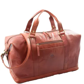 DR606 Genuine Leather Large Size Weekend Duffle Bag Tan