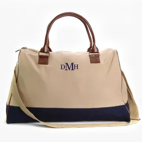 Embroidered Block Monogram Square Weekender Bag