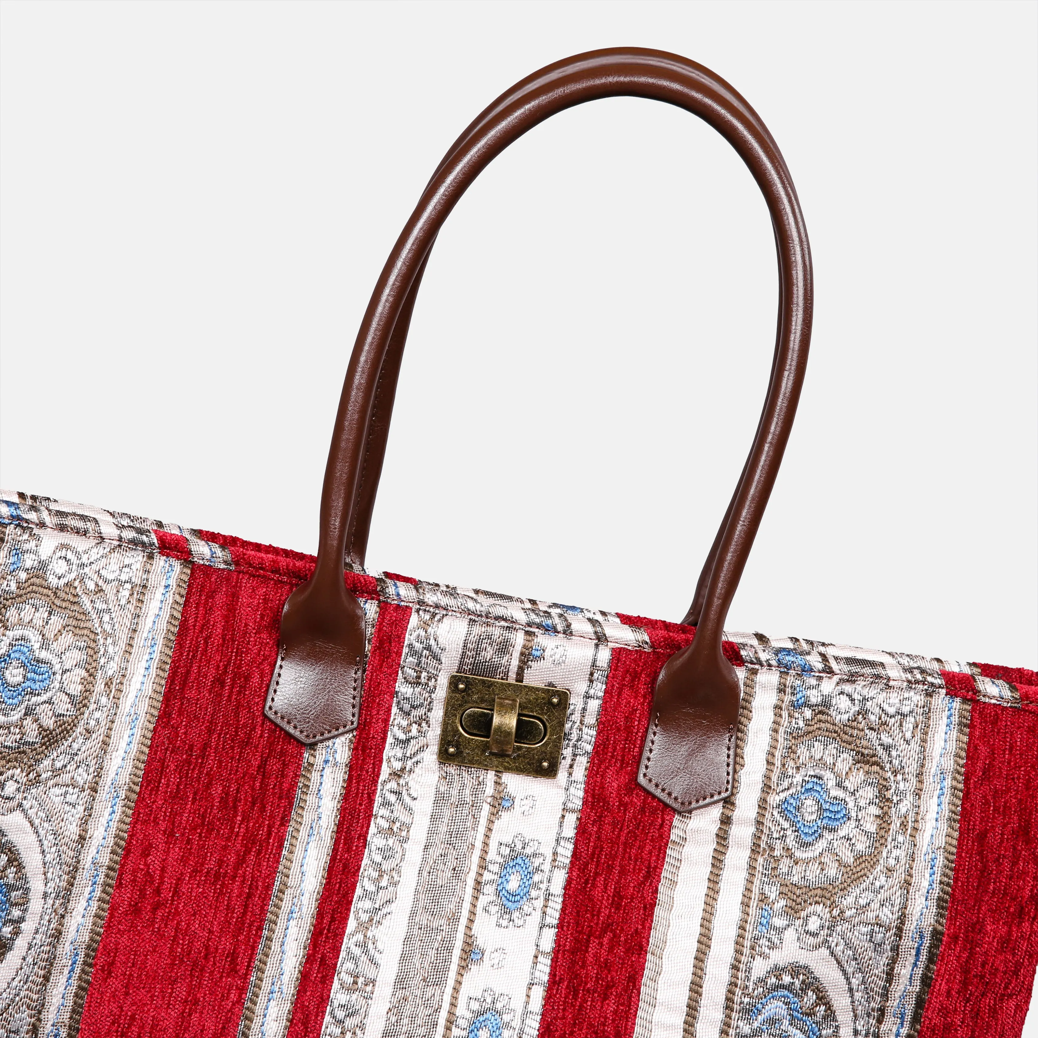 Ethnic Stripes Red Carpet Tote Shopper