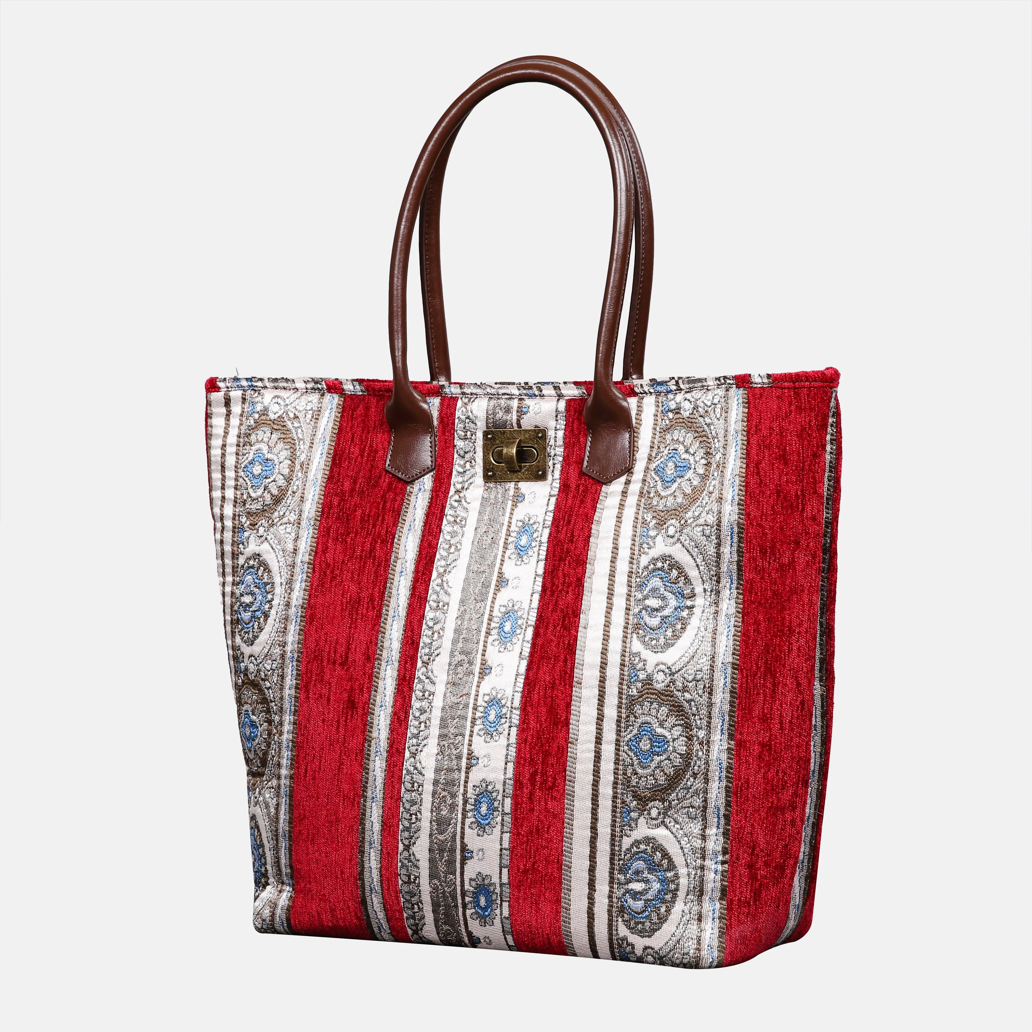 Ethnic Stripes Red Carpet Tote Shopper