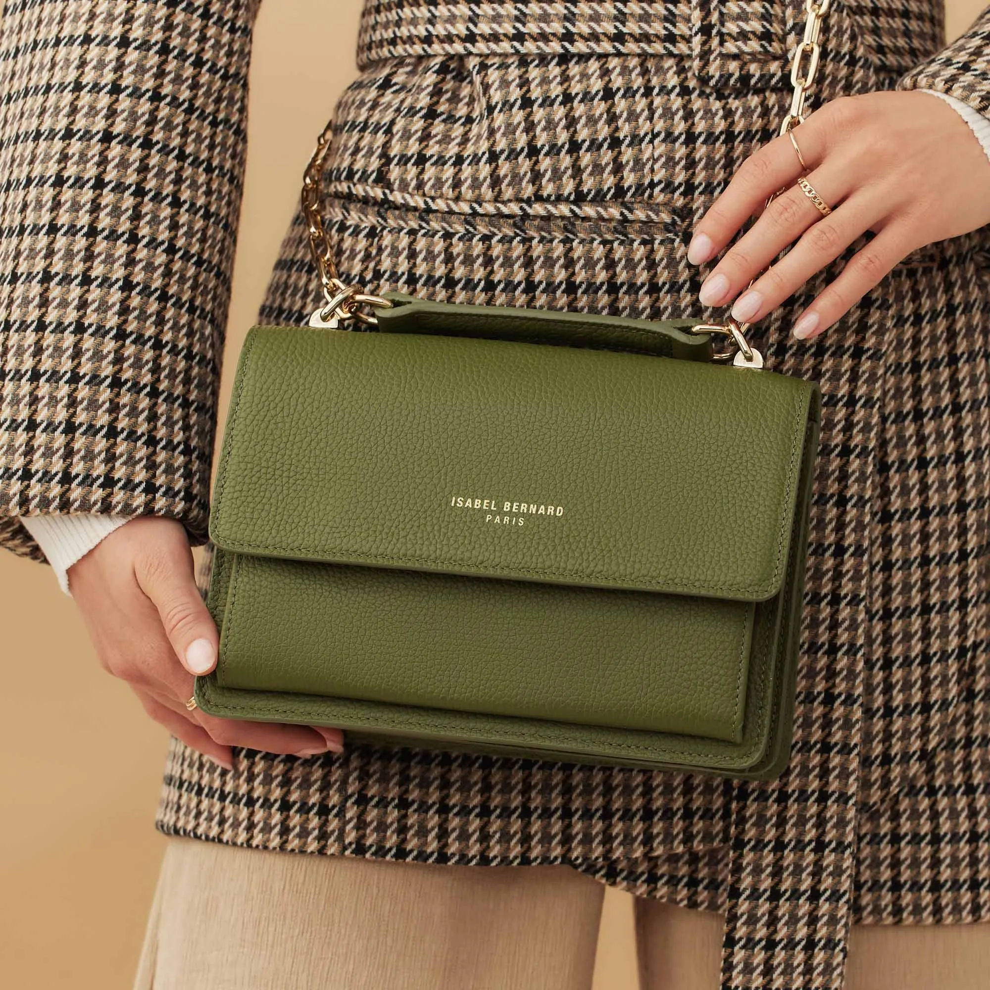Femme Forte Valerie green calfskin leather shoulder bag