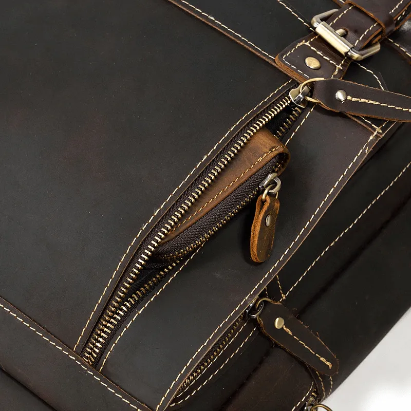 Genuine Leather Backpack Mens Travel Bag 15 Inch Laptop