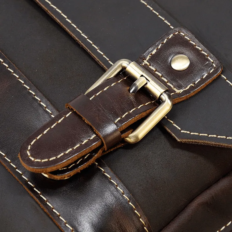 Genuine Leather Backpack Mens Travel Bag 15 Inch Laptop