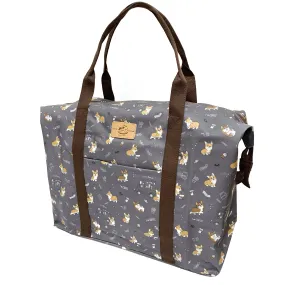 Gray Corgis & Coffee Extra Large Travel Tote