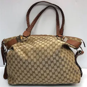 Gucci Large Canvas Bamboo Bar Travel Tote