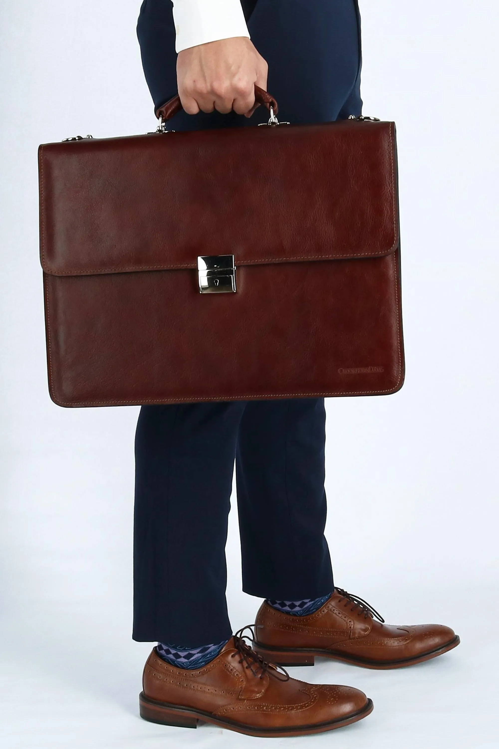 Hand Stained Vegetable Tanned Italian Leather Briefcase