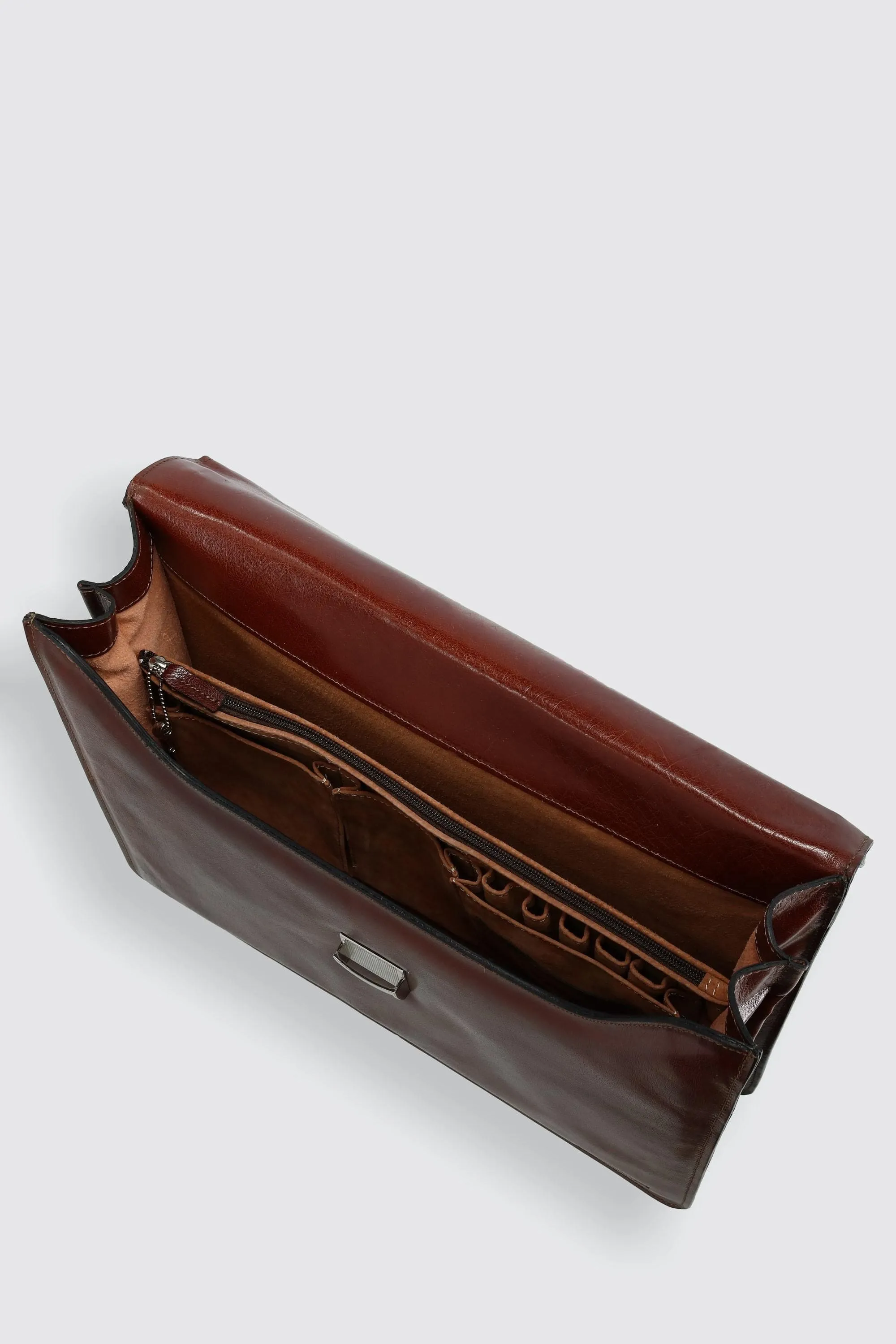 Hand Stained Vegetable Tanned Italian Leather Briefcase