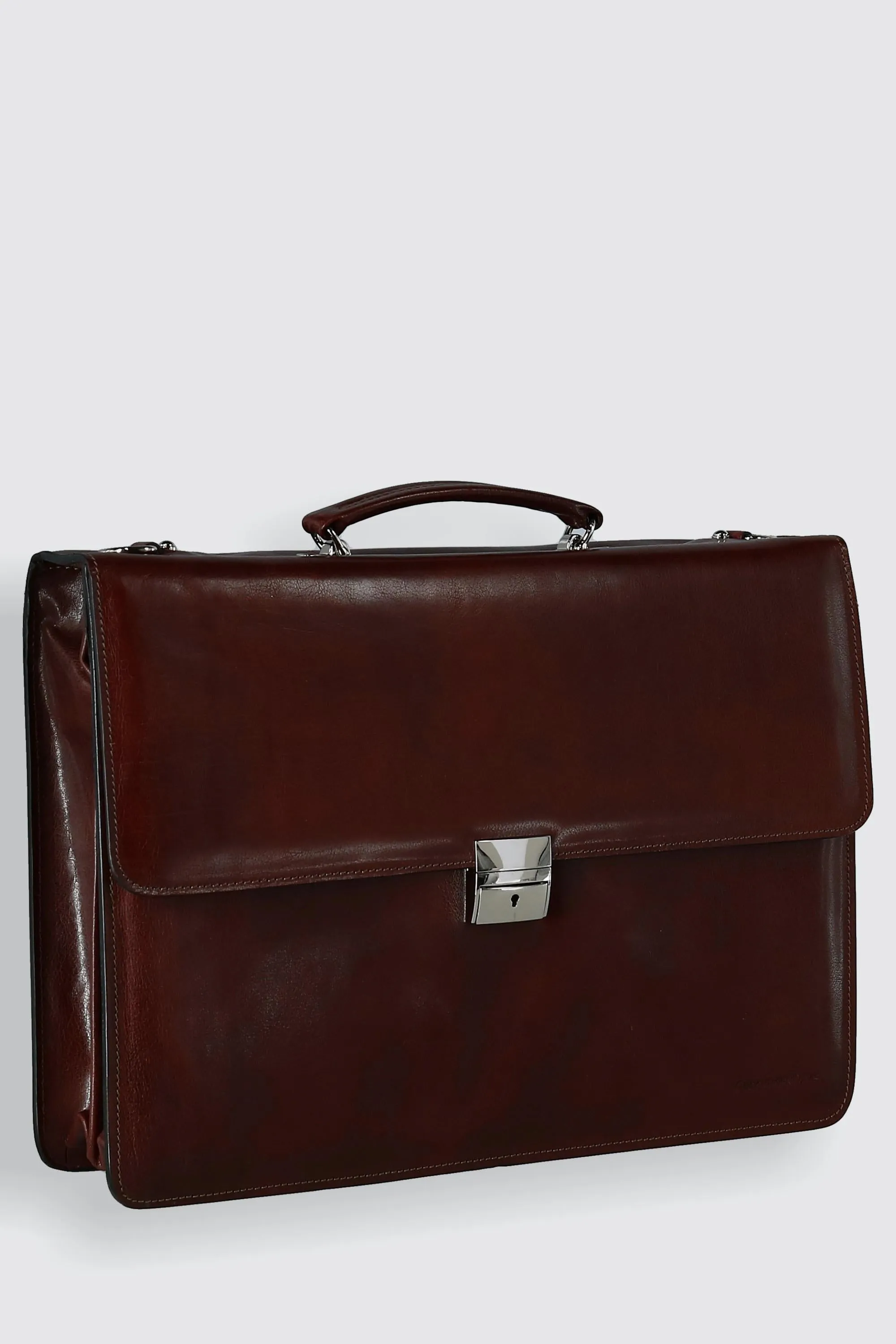 Hand Stained Vegetable Tanned Italian Leather Briefcase