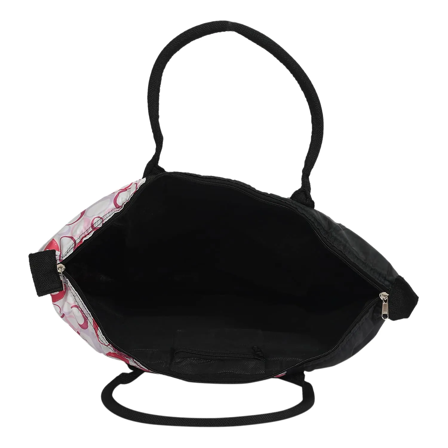 Heart Home Parachute Circle Print Shoulder Bag/Shopping Bag for Home & Travling with Handle Pack of 2 (Black) 54HH4191.
