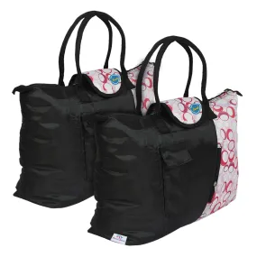 Heart Home Parachute Circle Print Shoulder Bag/Shopping Bag for Home & Travling with Handle Pack of 2 (Black) 54HH4191.