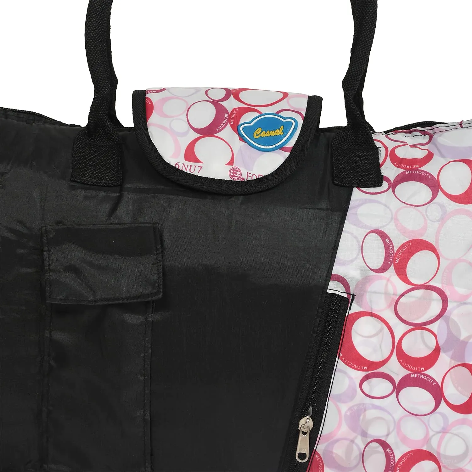 Heart Home Parachute Circle Print Shoulder Bag/Shopping Bag for Home & Travling with Handle Pack of 2 (Black) 54HH4191.