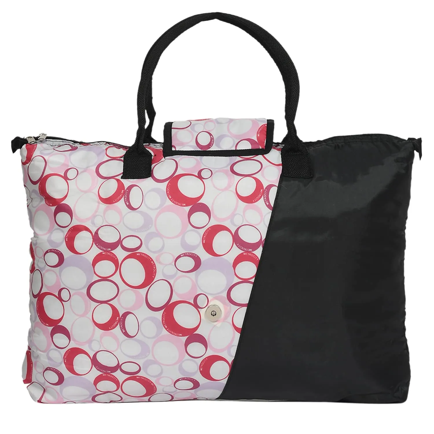 Heart Home Parachute Circle Print Shoulder Bag/Shopping Bag for Home & Travling with Handle Pack of 2 (Black) 54HH4191.