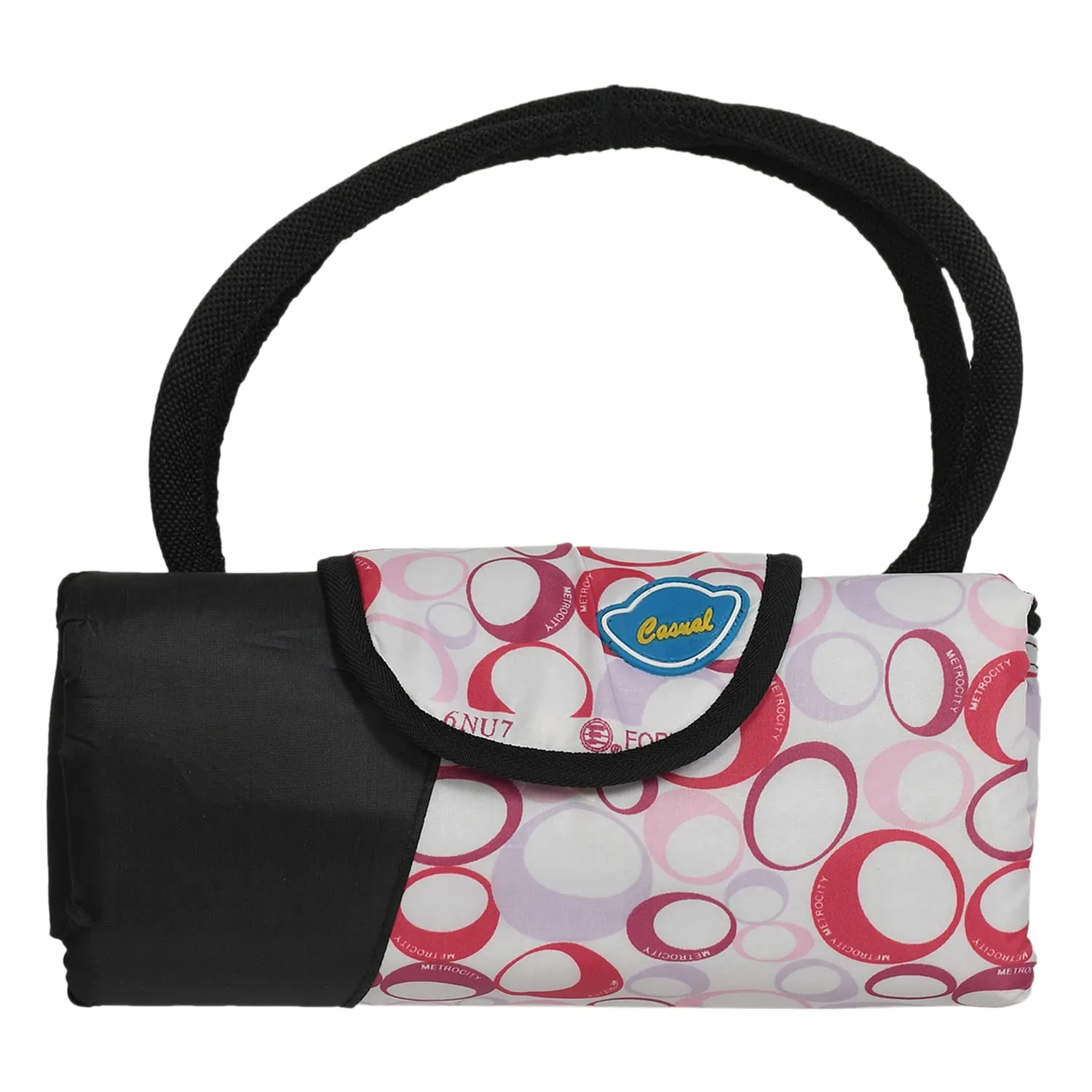 Heart Home Parachute Circle Print Shoulder Bag/Shopping Bag for Home & Travling with Handle Pack of 2 (Black) 54HH4191.