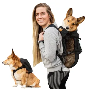 K9 Sport Sack Medium Black Walk-On Dog Backpack with Harness for Pets