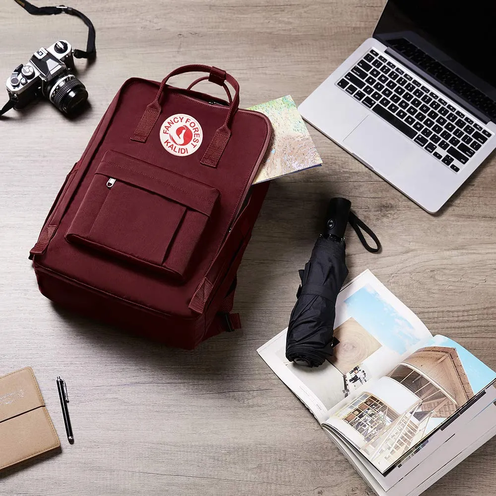 KALIDI Casual Backpack for Women,15 Inches Laptop Classic Backpack Camping Rucksack Travel Outdoor Daypack College School Bag (Wine Red)