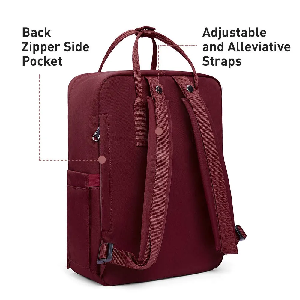 KALIDI Casual Backpack for Women,15 Inches Laptop Classic Backpack Camping Rucksack Travel Outdoor Daypack College School Bag (Wine Red)