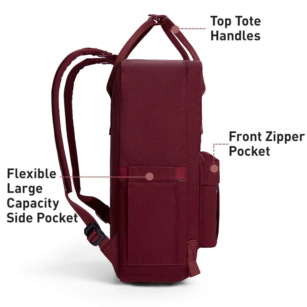 KALIDI Casual Backpack for Women,15 Inches Laptop Classic Backpack Camping Rucksack Travel Outdoor Daypack College School Bag (Wine Red)
