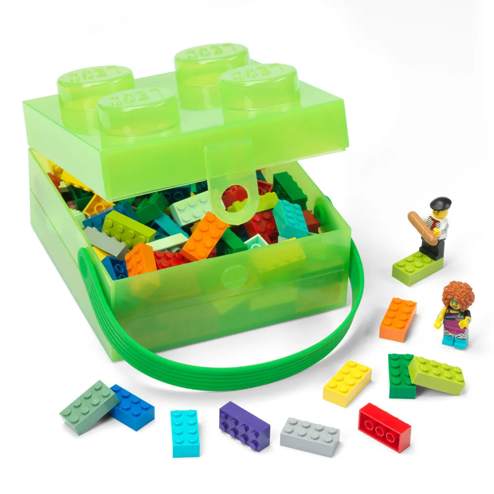 LEGO Classic Square Brick Storage Box with Handle - Translucent Green