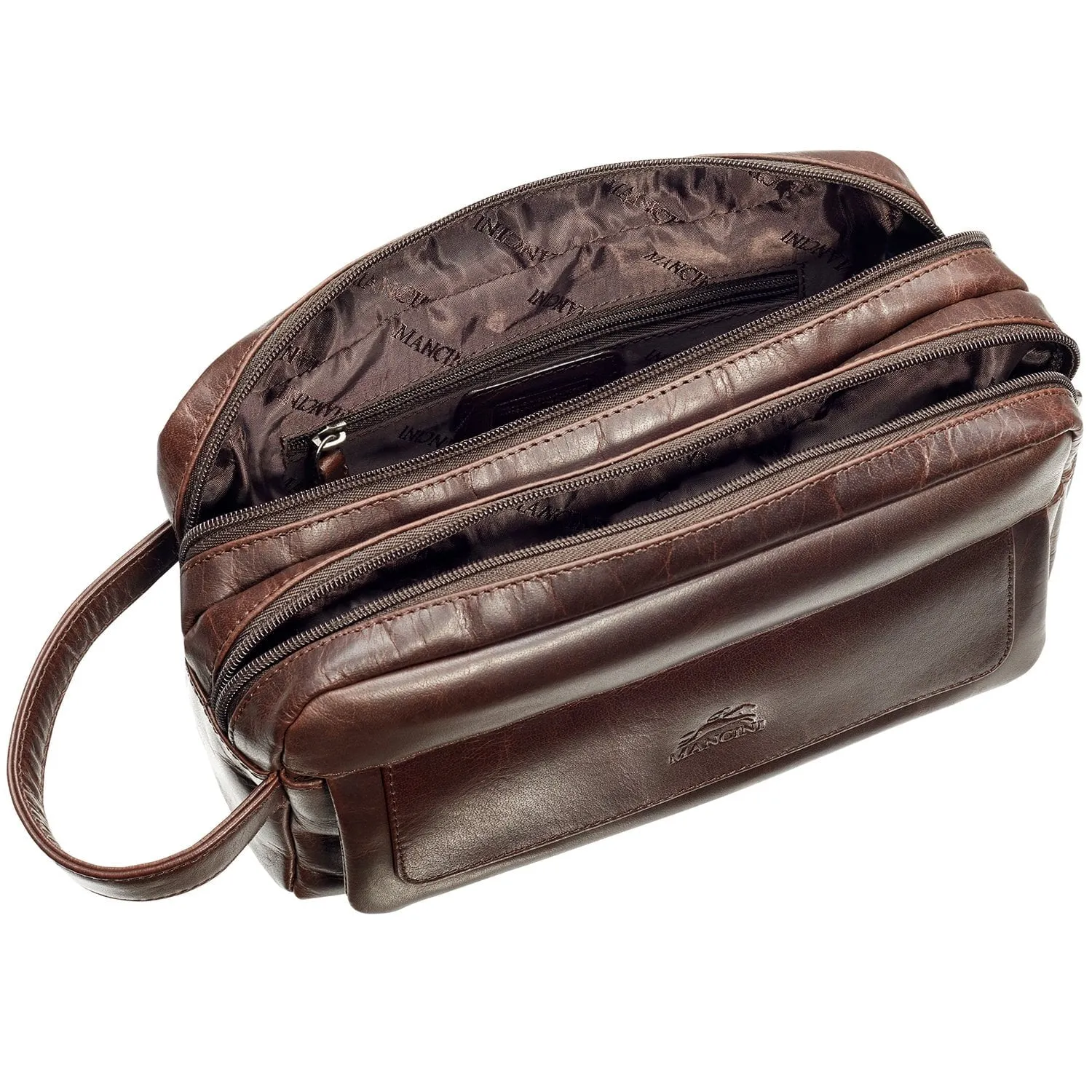 Mancini BUFFALO Double Compartment Top Zipper Toiletry Kit