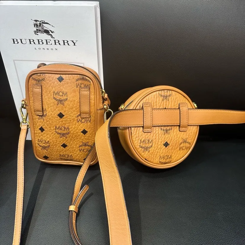 MCM Cognac Two-in-One Replaceable Waist Crossbody Bag Mini