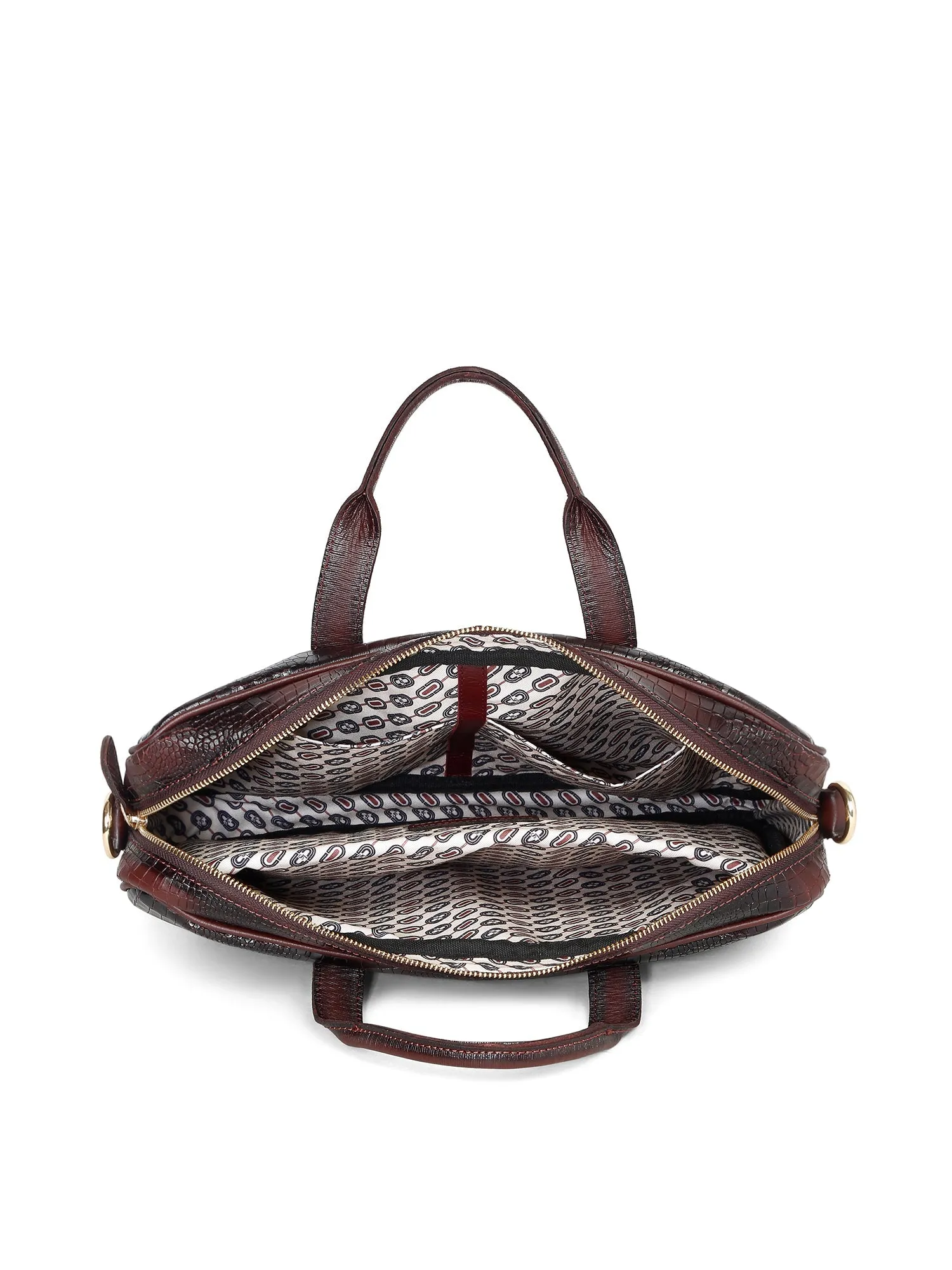 Men's Brown Italian Leather Dual Tone Laptop Bag with a Shoulder Strap
