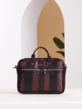 Men's Brown Italian Leather Dual Tone Laptop Bag with a Shoulder Strap