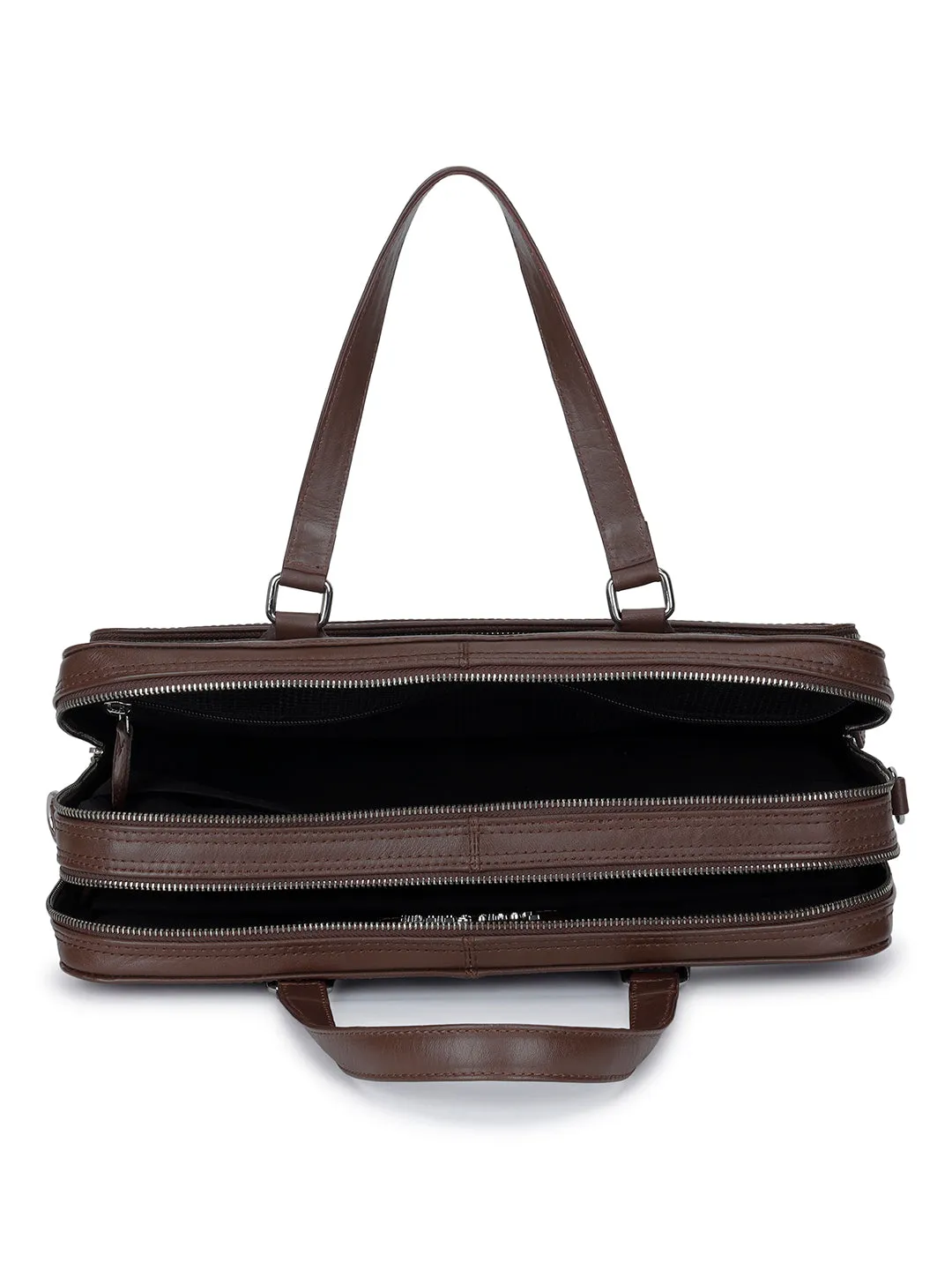 Men's Brown Italian Leather Laptop Bag with Shoulder Strap