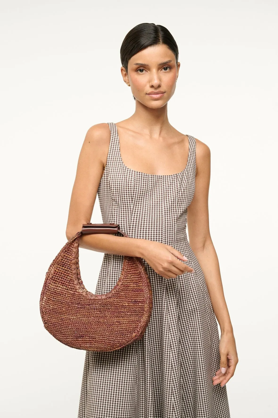 MOON RAFFIA TOTE BAG | MAHOGANY