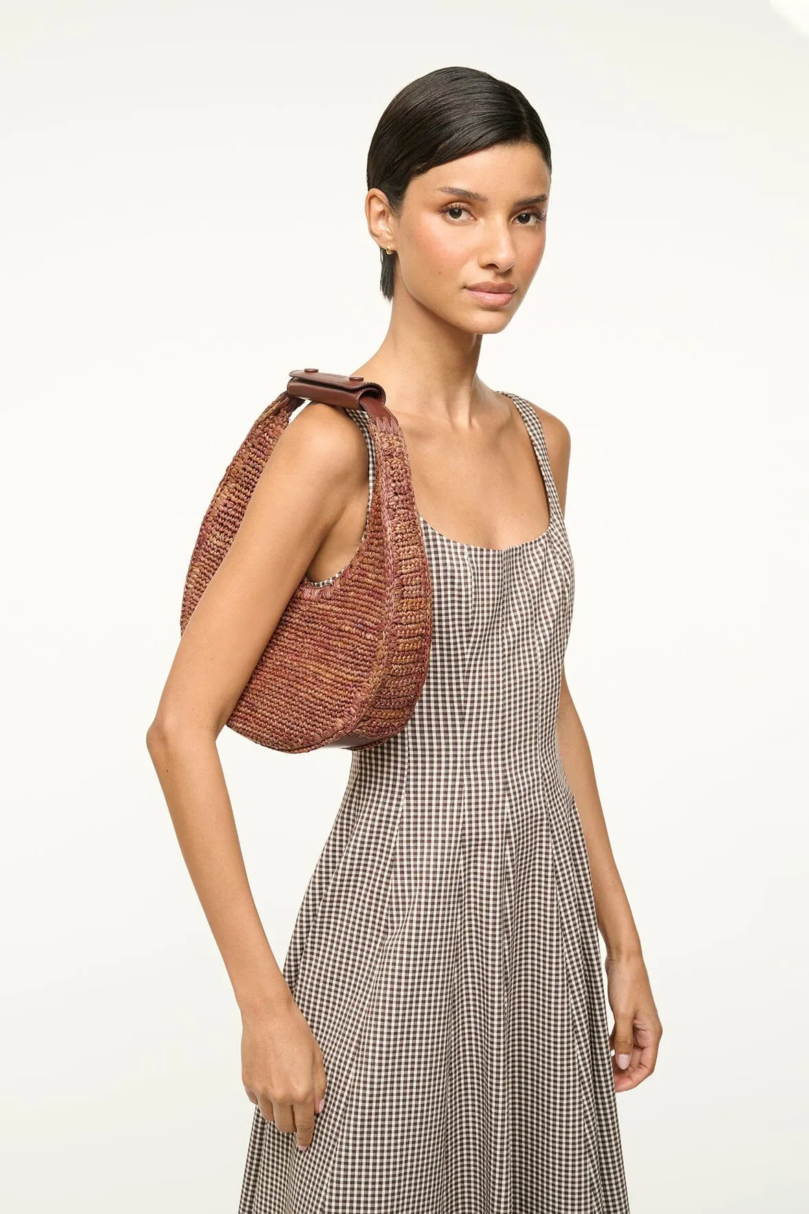 MOON RAFFIA TOTE BAG | MAHOGANY